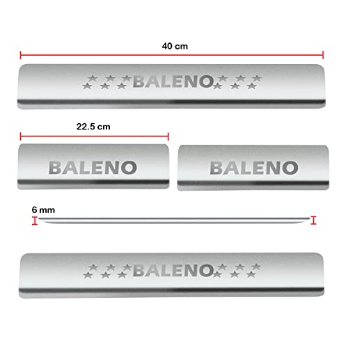 AC Door Sill/Foot Step Stainless Steel Scuff Plate Plates Compatible with Maruti Suzuki Baleno (Model 2022-2023 (Set of 4 Pcs)