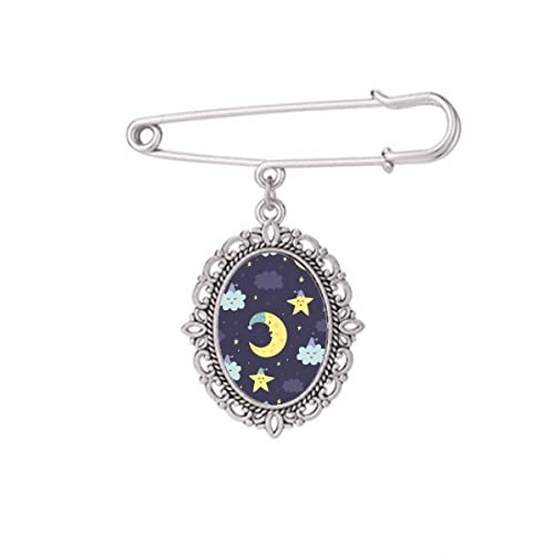 Broche lune et nuit pour châle et grand gilet d'hiver
