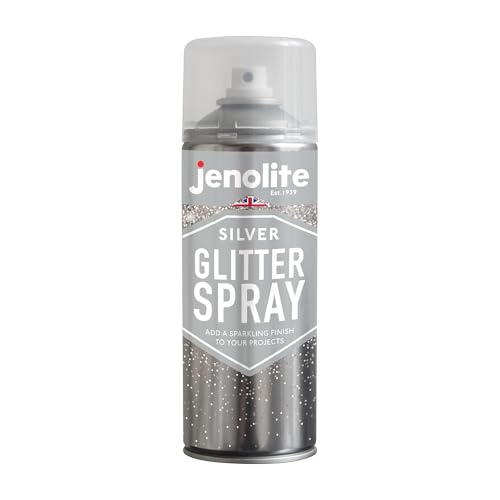Jenolite Vaporisateur Spray pailleté argent – Parfait pour cadres, ornements, sculptures, décorations de Noël et Loisirs créatifs – 400 ml