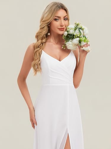Image of Ever-Pretty Women's Sexy Side Slit V Neck Spaghetti Straps Chiffon A Line Bridesmaid Dress 0128B-PH