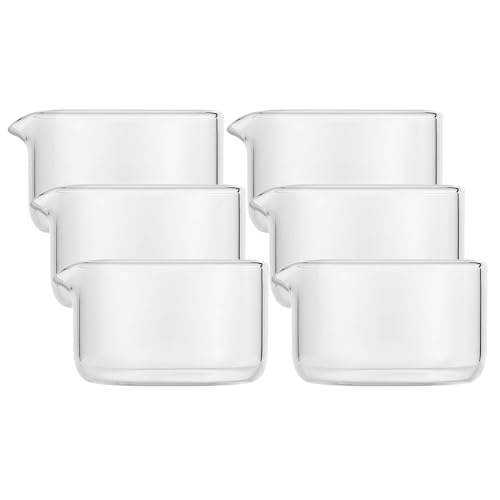 Sizikato 6 Pcs Clear Glass Creamer Serving Pitchers. 2 Oz