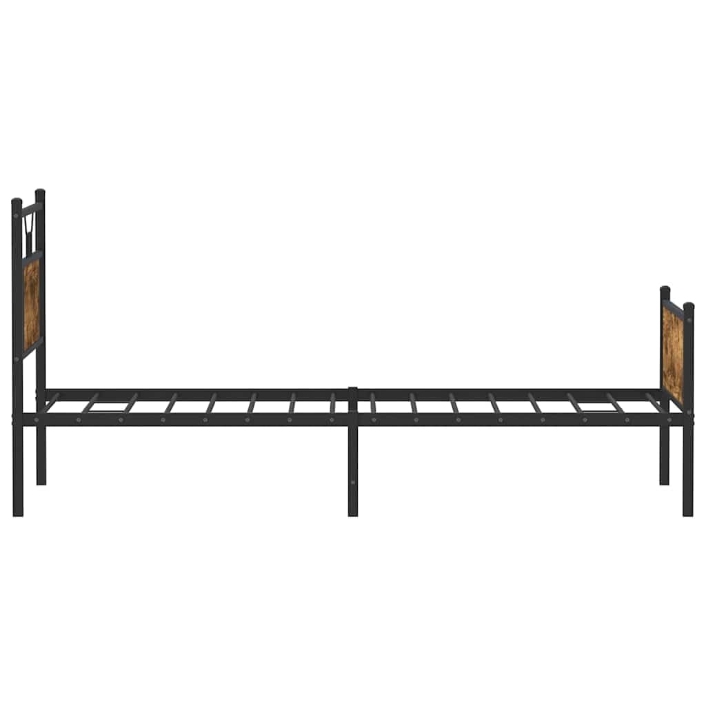 Bettgestell 80x200 ohne Matratze Räuchereiche Holzwerkstoff & Stahl Modernes Kopfteil Lattenrost Stauraum Schlafzimmer für Jugendzimmer Gästezimmer und Erstwohnung