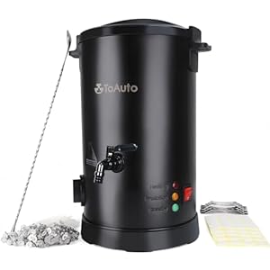TOAUTO Wax Melter for Candle Making Large Wax Melting Furnace with Quick Pour Spout & Temp Control,10Lbs Capacity for Candle Business Fast Easy Clean（Stirring Spoon+ Cotton Wick）
