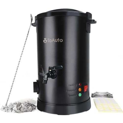 TOAUTO Wax Melter for Candle Making Large Wax Melting Furnace with Quick Pour Spout & Temp Control,10Lbs Capacity for Candle Business Fast Easy Clean(Stirring Spoon+ Cotton Wick)