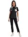 Tisfeer Scrubs for Woman Short Sleeve Black Scrubs Top Button Down Mandarin Collar Scrub Shirts with 4 Pockets, S