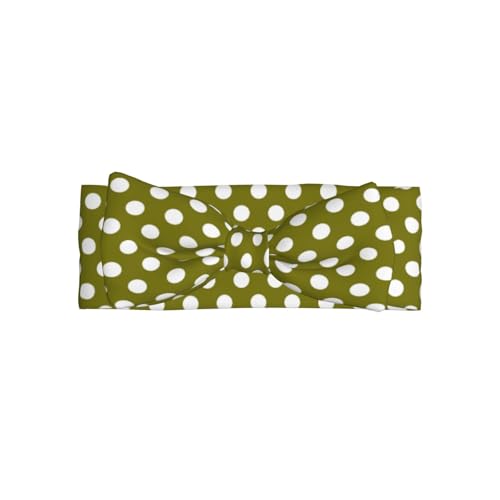Dark Olive Polka Dot Print Baby Girl Bows Headbands Baby Girls Newborn Headbands Infant Toddlers 0-6 Months