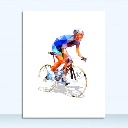 Impression d'art sur toile cycliste geometrique tableau haut de gamme - 5