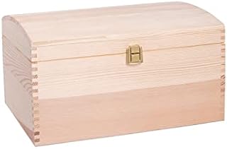 DECOCRAFT Unfinished Wood Box For Storage, Decoration, Organisation, Large Natural Wooden Craftsmanship, Rustic Home Decor, Keepsake, Chest 34 x 25 x 19 cm.