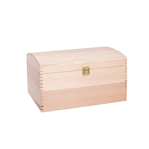 Caja de madera sin terminar para almacenar, decoración, organización, artesanía grande de madera natural, decoración rústica del hogar, recuerdo, pecho 34 x 25 x 19 cm Cover