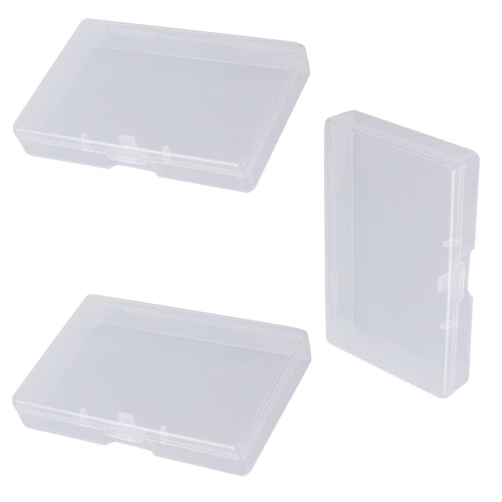 3Pcs Transparent Rectangle Storage Box with Hinged Lids - 3 7x2 4x0 7inches