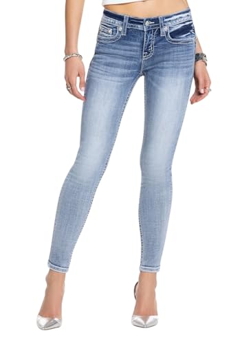 Miss Me Women's Freesia Embellished Faux Flap Pockets Mid-Rise Skinny Jeans2
