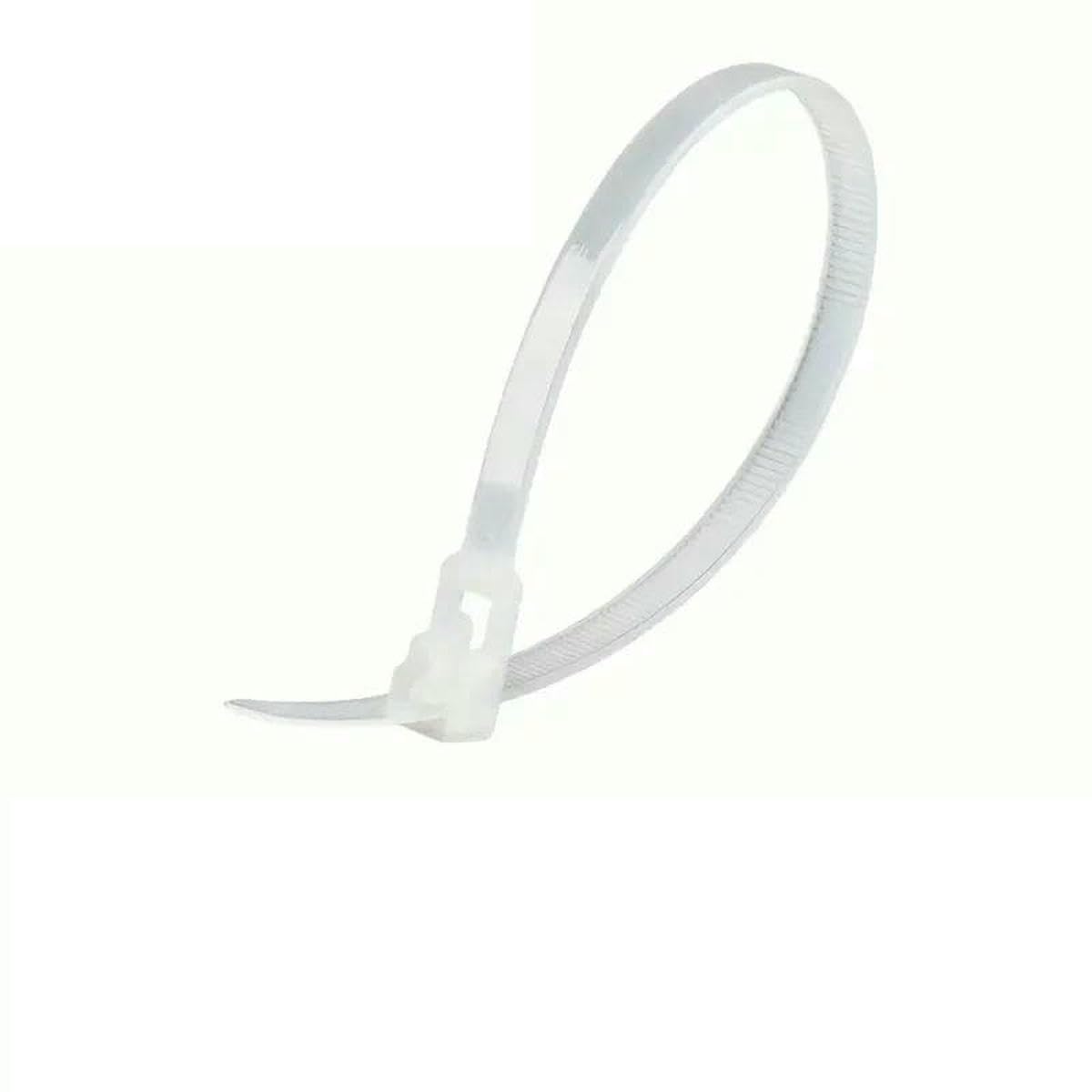 100Pcs Reusable Nylon Cable Ties, Removable Lock Loop, Recyclable, Mixed Colours, Black & White-100pcs white-4x150mm