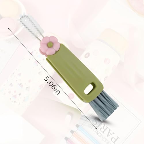 Image of 3 Pcs 3 in 1 Cup Lid Cleaning Brush Crevice Cleaning Brush for Bottle Gap 3 in 1 Cleaning Brushes for Tight Spaces Multifunctional Portable Cup Lid Cleaner Home Kitchen Cleaning Tools (Green Blue Red)