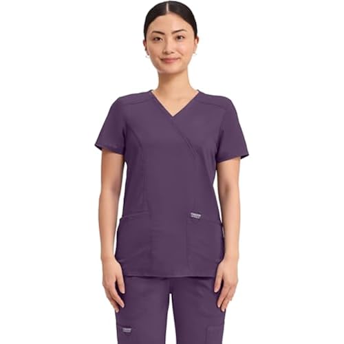 Cherokee WW Revolution Scrub Tops Women Mock Wrap 2 Pockets Nurse Shirt