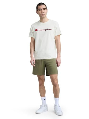 Image of Champion Men's Graphic Short Sleeve T-Shirt, Standard Fit, Classic Script Logo, Midweight 100% Cotton