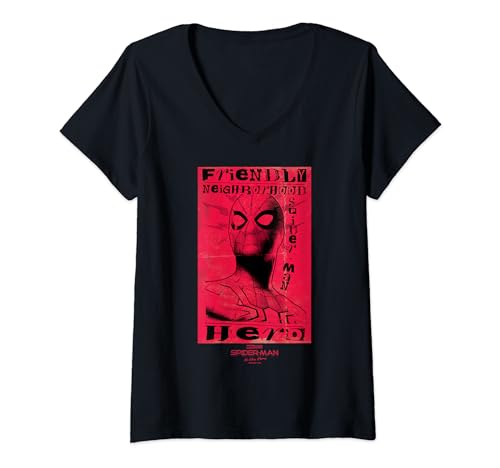 T-shirt Spider-Man femme Marvel vêtement geek col V imprimé Friendly Hero