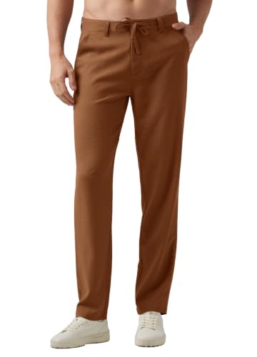 Image of Willit Men's Linen Pants Casual Lightweight Drawstring 29 inch 30 inch 32 inch