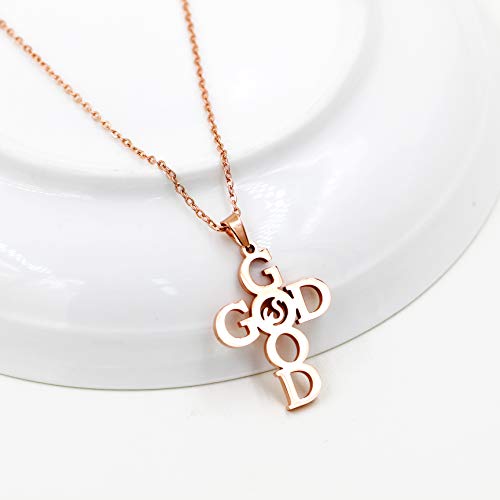 Uloveido Unique Stainless Steel Initial Good God Cross Pendant Necklace Special Christian Jewelry Gifts Y8354