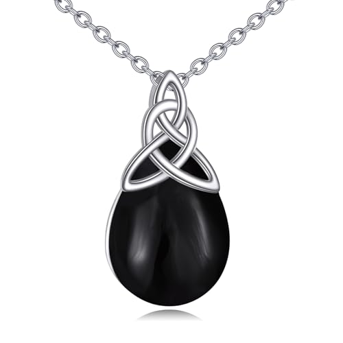 YFN Celtic Knot Necklace 925 Sterling Silver Celtic Knot Stone Pe...