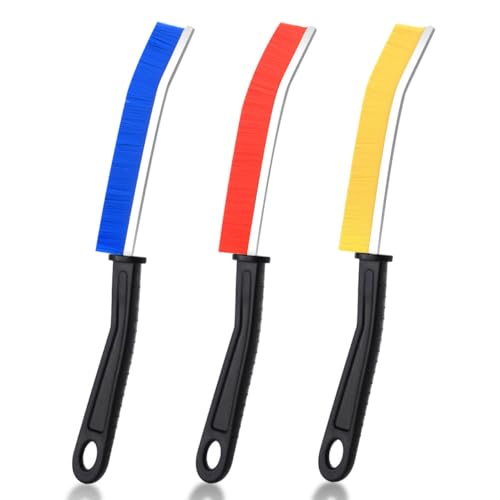 SUOXU Crevice Cleaning Brush, Bathroom, Toilet, Kitchen, Window Door Groove and Crevice Deep Cleaner Brush,Home Care & Cleaning Multifunctional Gap Cleaning Tool （red, yellow, blue）