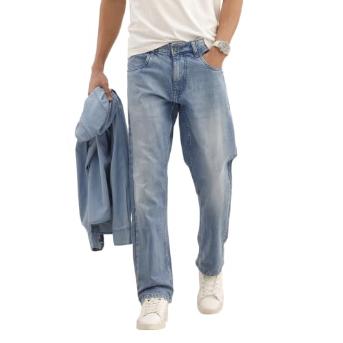 Image of WROGN Men's Mid-Rise Jeans | 100% Cotton | Anti-Fit Relaxed Silhouette