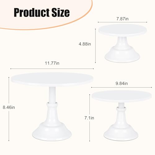 3 Pcs Metal Cake Stand, White Cake Stand Set Disc Diameter 7.8\" 9.8\" 11.8\", Dessert Table Display Stand Cupcake Holder for Baby Shower, Birthday, Wedding, Party, Anniversary