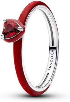 PANDORA Damen Silberring Rotes Chakra Herz 193088C05-50 Ringgröße 50/15,9