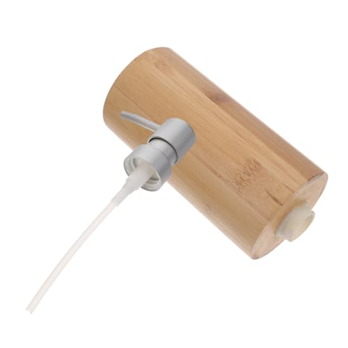 minkissy Juego de Botellas dispensadoras de Madera. líquido Reutilizable Productos baño Botella de Viaje Suministros de Viaje dispensador de Bomba de jabón Recargable Acero Inoxidable Brown