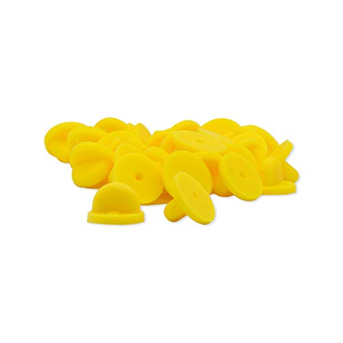 Set of 25 Yellow Comfort Fit Butterfly Clutch Rubber Lapel Hat Pin Backs