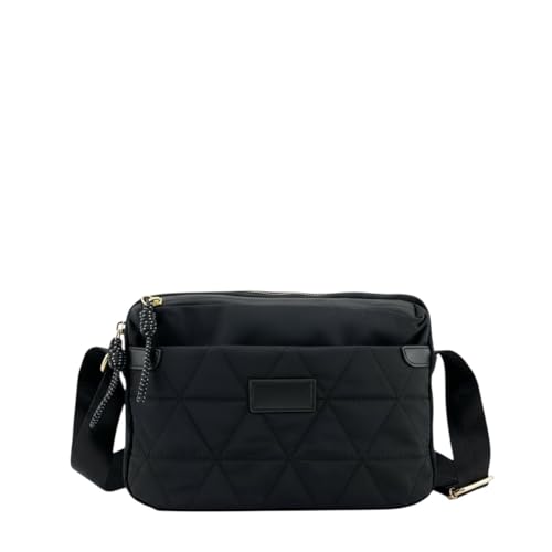 MODELISA - Bolso Bandolera Cruzado Acolchado con Correa Ajustable, Múltiples Compartimentos para Mujer (Negro)