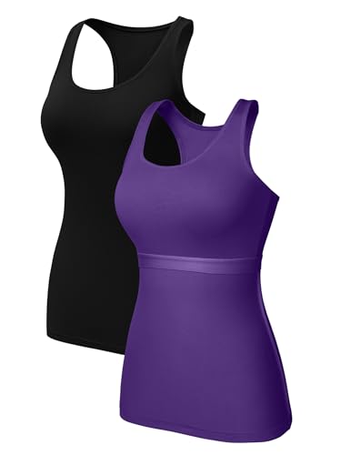 Charmo Tops für Damen Sommer Tank Top mit integriertem BH Sport Top Sommer...