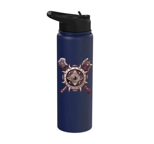 Fantasy Sword Mace Weapons & Shield For Gamers Battle Gaming Stainless Steel Insulated Water Bottle
