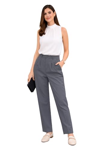 Image of Women's Formal Trousers | Stretch & Regular Fabric Options | Straight Fit Office Wear Pants with Pockets | Casual Trouser for Womens