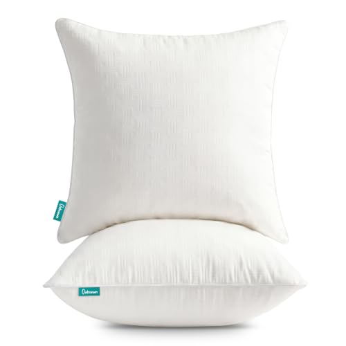 Oubonun Throw Pillow Inserts 30x30 Set of 2 Full Fluffy Down Alternative Pillow Inserts for Couch Soft Decorative Square Pillow Forms Machine Washable for Sofa Bed Living Room Beige
