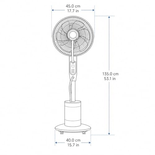 Ventilateur brumisateur oscillant avec télécommande 3 vitesses - 8