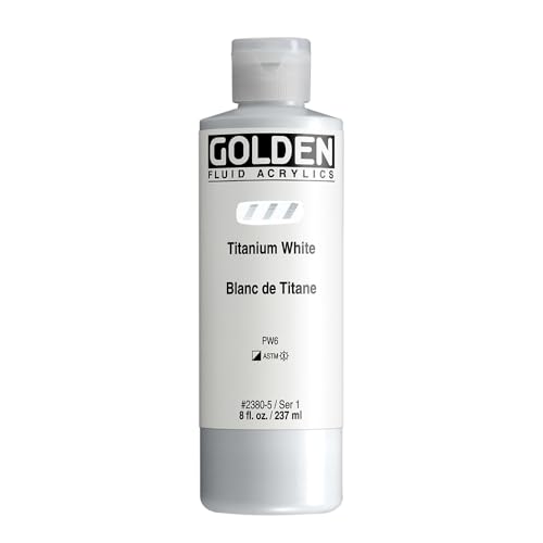 GOLDEN Fluid Acrylics, Titanium White, 8 fl. oz. Bottle, Professional Acrylic Paint, Semi-Opaque