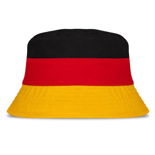 Deutschland Fischerhut Schwarz Rot Gold Fußball Fan Hut für WM 2026 Weltmeisterschaft Bucket Hat Herren Damen Deutschland Fanartikel Public Viewing Sonnenhut Stadion Party Anglerhut DE 1 Stück