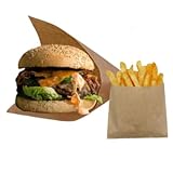 Bolsas de papel kraft antigrasa, 50 bolsas para hamburguesa y para patatas fritas
