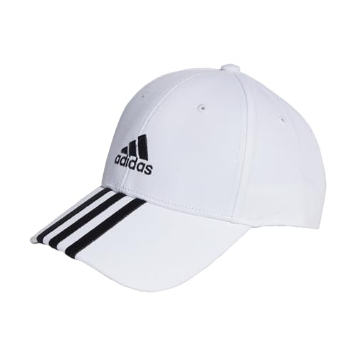 adidas Mixte 3-Stripes Cotton Twill Baseball Cap, White / Black, M