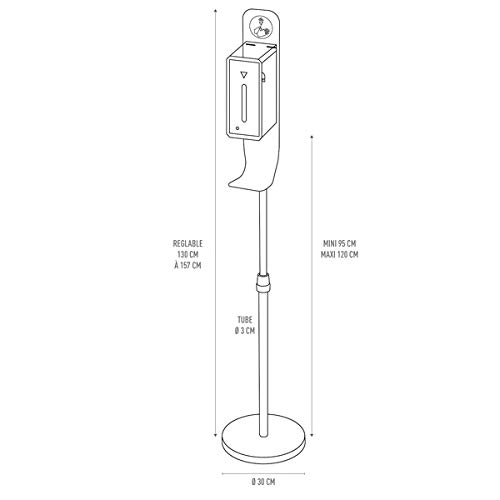 Distributeur Auto Gel sur Pied Télescopique Gris H.157 cm