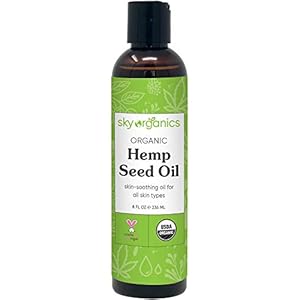 Sky Organics Organic Hemp Seed Oil for Face, 100% Pure & Cold-Pressed USDA Certified Organic to Nourish, Soothe, 8 fl. Oz.