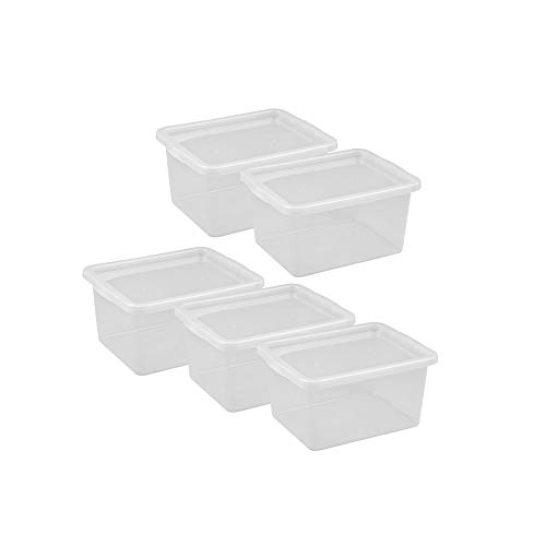 Plast Team Basic Box 20l, transparente Aufbewahrungsbox mit Deckel, aus Kunststoff, 5er Set, Blank, one Size, 5 Cover