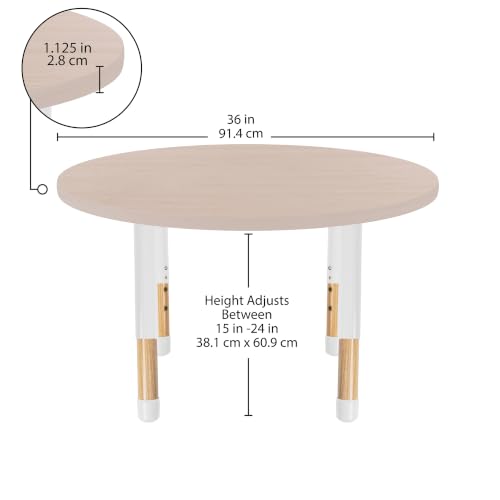 Image of 36 inch x 36 inch Round Kids Classroom Table with Adjustable Chunky Wood Legs