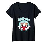 Femme Give Me Heart Ailes d'ange pour chaton T-Shirt avec Col en V