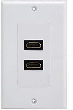 HDMI AV Wall Plate Wall Outlet 70*115mm 2 Ports Gold Plated HD 1080P HDMI Female Wall Mount Audio Video Equipment and More Audio Video Outlet