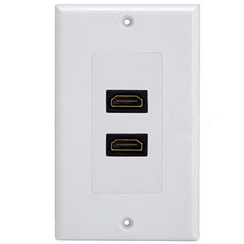 ROSEBE HDMI AVウォールプレート 壁コンセント 70*115mm 2ポート ゴールドメッキ HD 1080P HDMIメス 壁式 オーディオ ビデオ機器など対応 オーディオ ビデオ コンセント