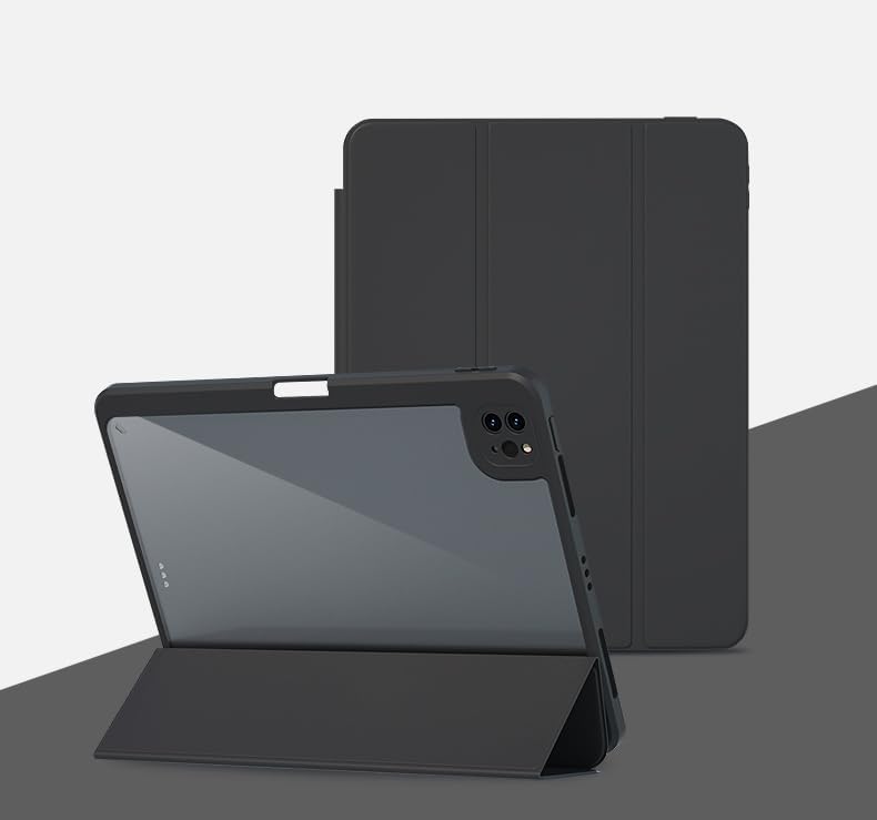 for Nokia T20 Smart Case, Detachable Magnetic Cover,with Clear Transparent Back and Pencil Holder, Auto Sleep/Wake,Black