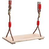 FUNOMOCYA Holzschaukel Set mit Rutschfestem Sitz und Robustem Nylonseil...