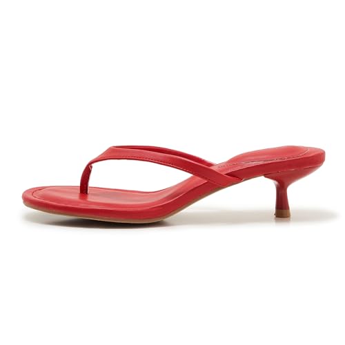 Image of Kitten Heel Thong Sandals for Women Slip-on Low Heeled Sandal Fashion Summer Flip Flops Heels