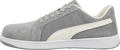 Image of Puma Safety Iconic Suede Low Women's Shoes, Composite Toe, Static Dissipating Safety, Slip Resistant, Grey, Size W5 (640125-05-800)